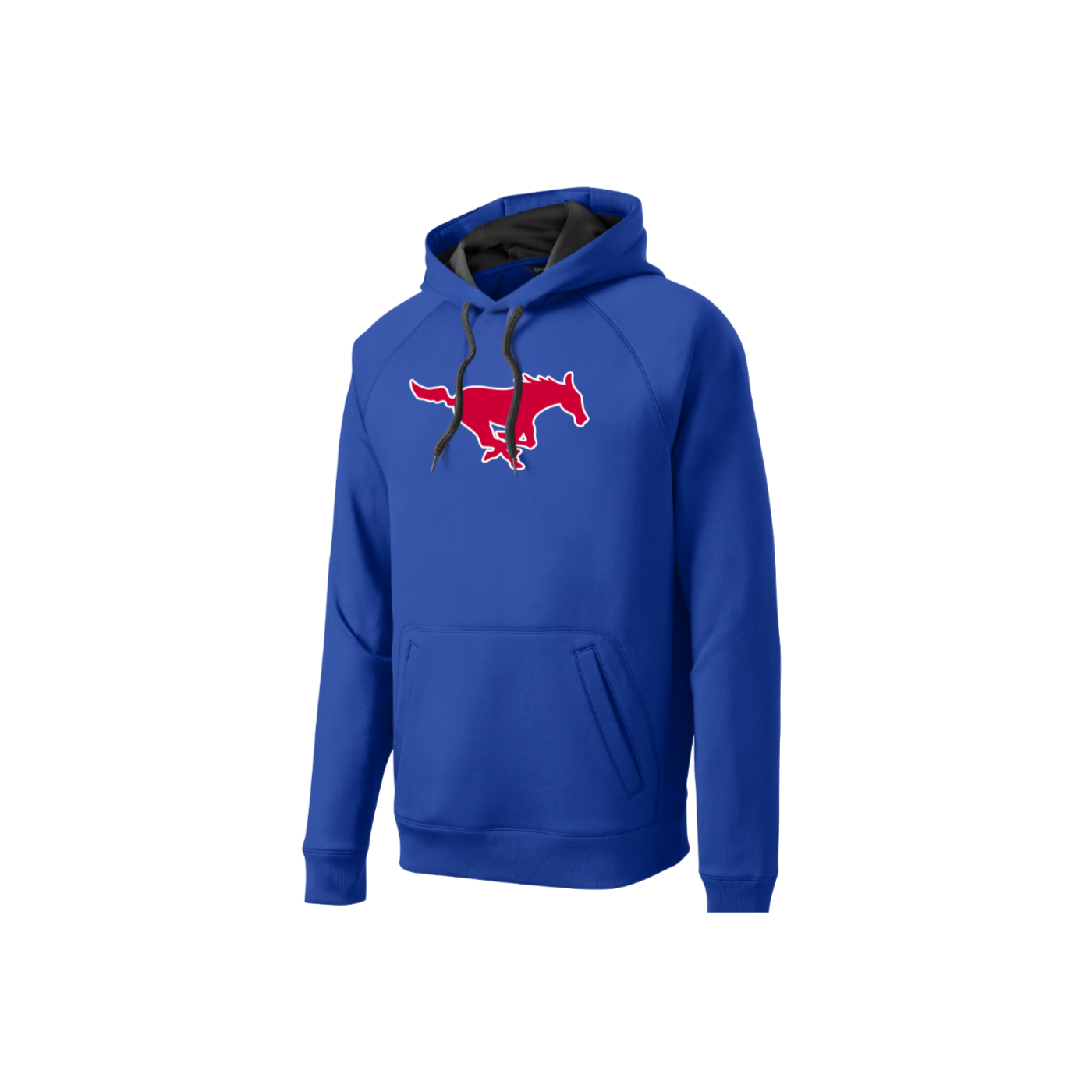 Mustang Single Fleece Hoodie - Red or Blue and Mustang or Script (Adult Sizing)