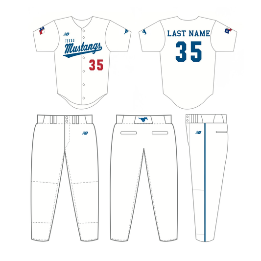 Mustang White Uniform Package - 1 Jersey/1 Pant (Adult Sizing)