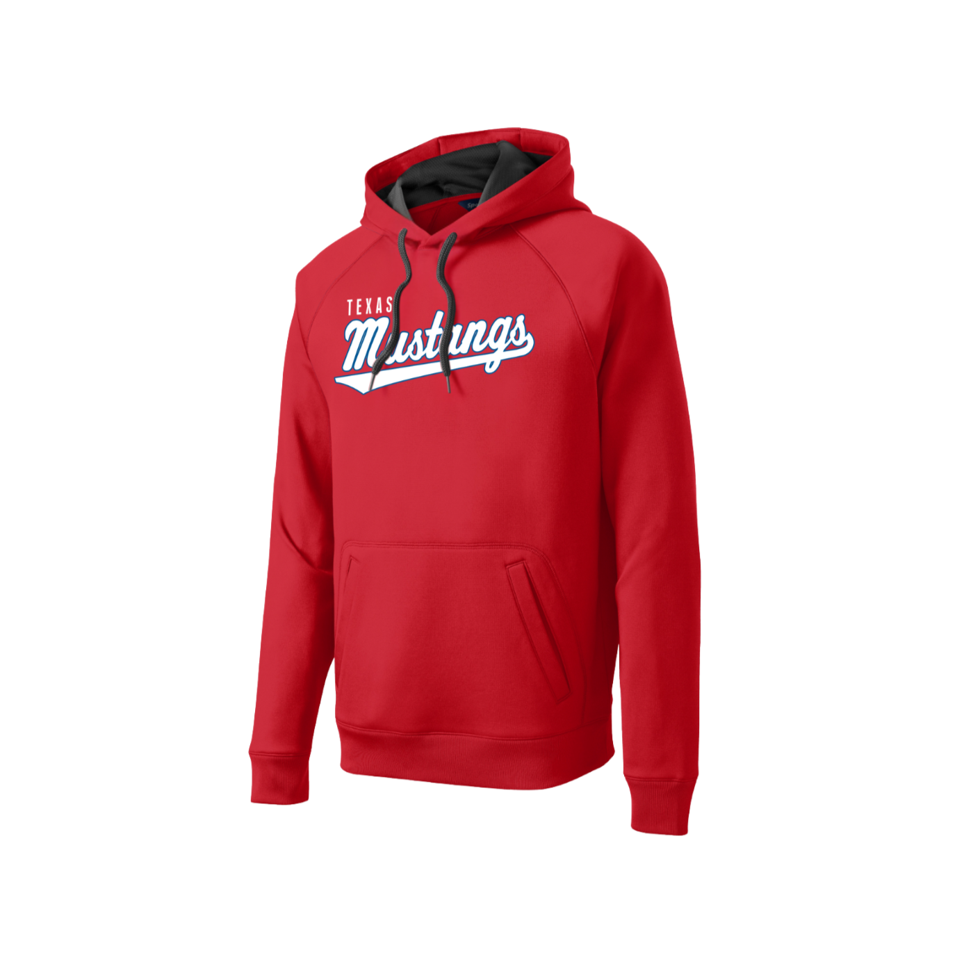 Mustang Single Fleece Hoodie - Red or Blue and Mustang or Script (Adult Sizing)