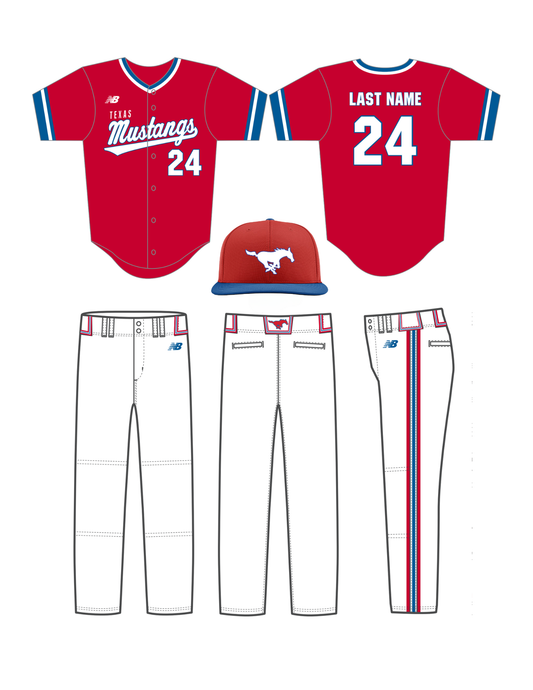 Mustang Red Uniform Package - 1 Jersey/1 Pant/1 Hat (Youth Sizing)