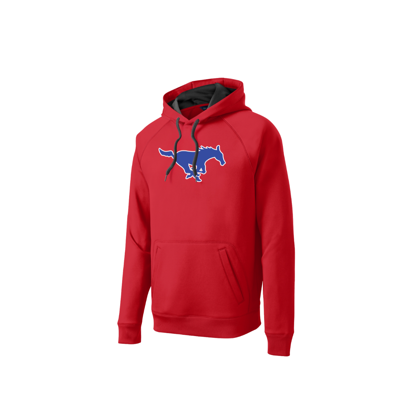 Mustang Single Fleece Hoodie - Red or Blue and Mustang or Script (Adult Sizing)